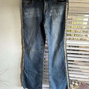 Women’s Blue Bootcut Jeans with Decorative Side Trim